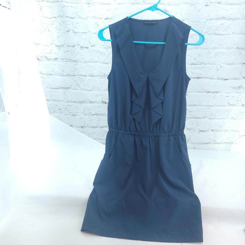 Xtaren Navy Small Ruffled Elastic Sundress